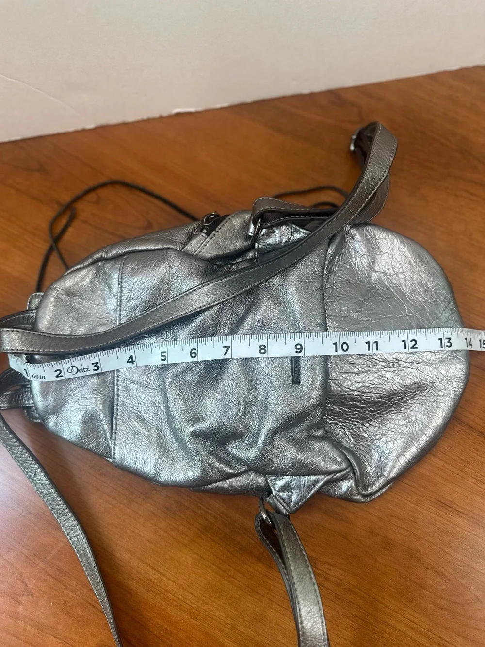 Rebecca Minkoff Mini Julian Silver Metallic Leather Backpack Sling Bag